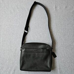 Coach Black Leather F24876 Charles Camera Crossbody Messenger Bag Pebbled EUC